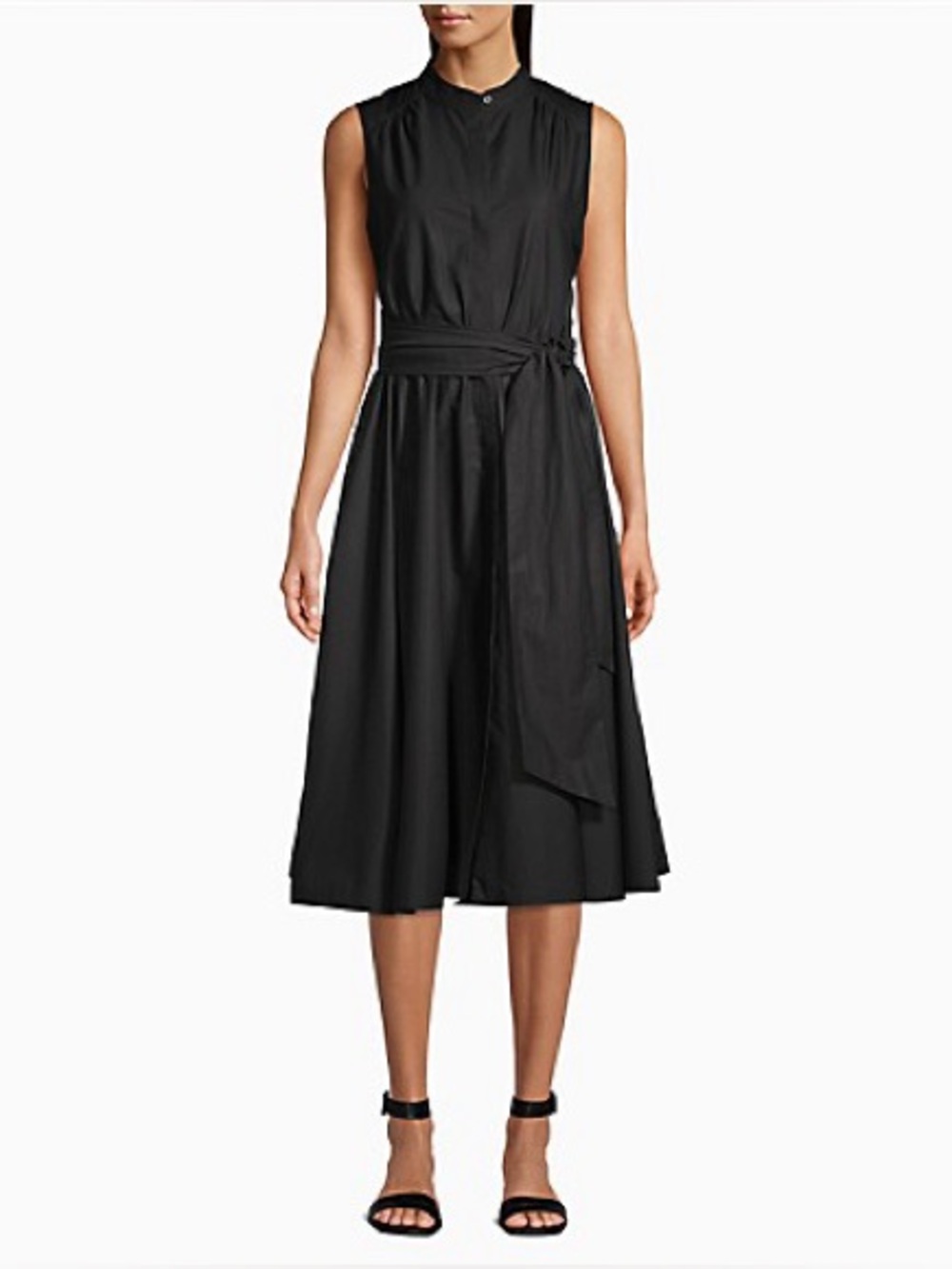 Calvin Klein Button-Front Belted a-Line Dress in Black size 6 FLAW